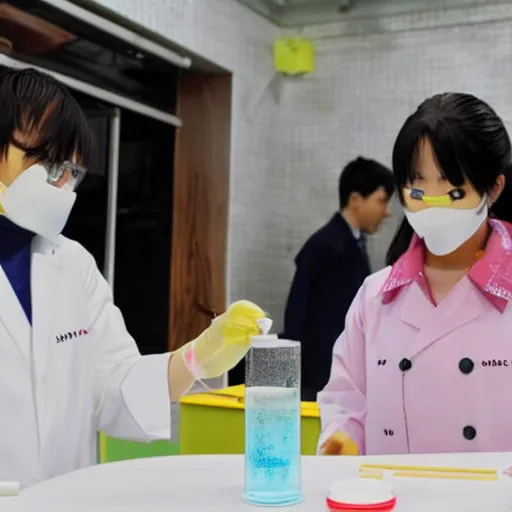 Image similar to Hashimoto Kanna doing chemical experiment