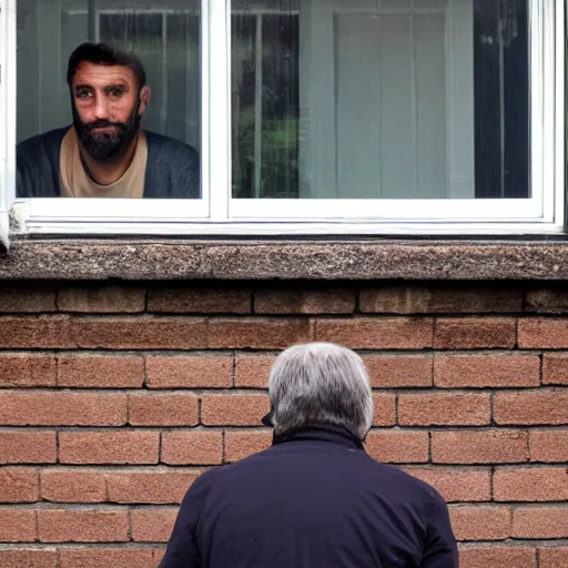 Prompt: Man realizes birds aren't real anymore, they never were. Man comtemplates deeply on this while watching birds out his window.