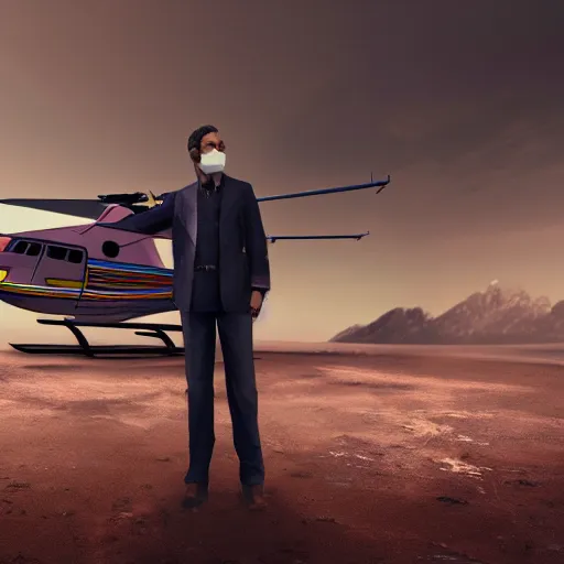 Prompt: doctor in front of a helicopter, concept art