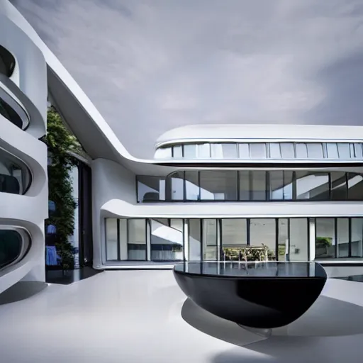 Image similar to house designed by zaha hadid