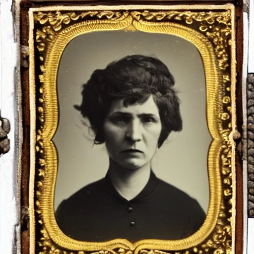 Image similar to A woman with a hamburger head, ambrotype