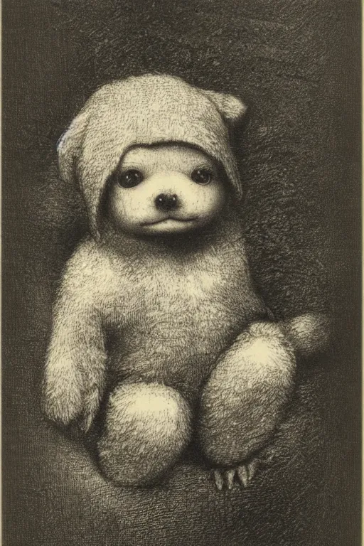 Image similar to portrait of Beanie Baby, Gustave Dore lithography