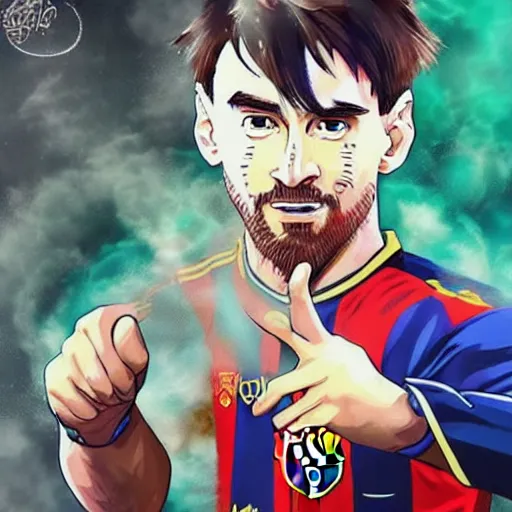 Prompt: lionel messi as a fantasy art character, studio ghibli, dragon ball, highly detailed, artstation, WLOP