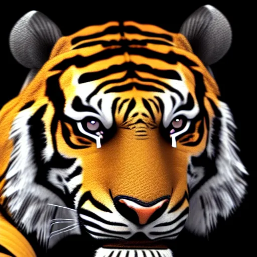 Image similar to painted portrait of an anthro tiger in a black suit, ultra detail, ultra realistic, unreal engine, 8 k