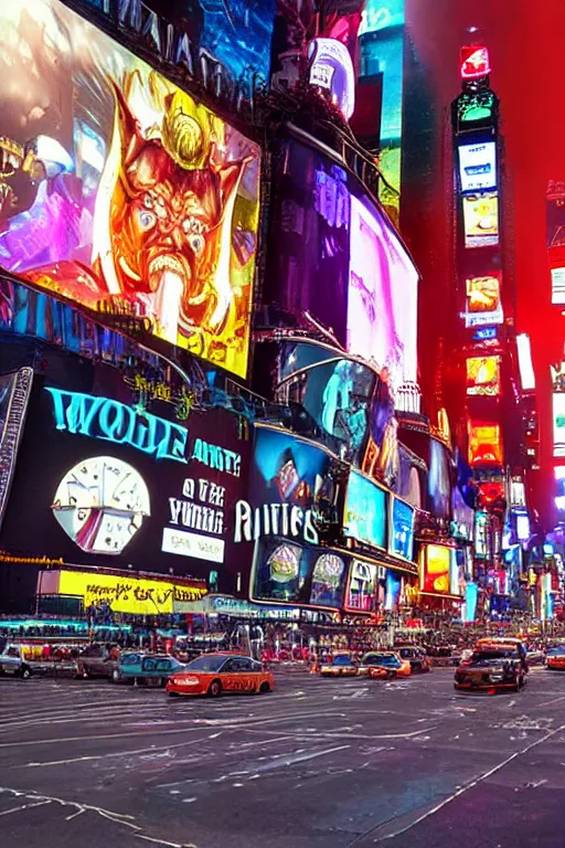 Prompt: Times Square in the style of World of Warcraft