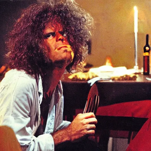 Image similar to Pat Metheny having dinner with Jesus Christ at a Mexican restaurant, highly detailed, high resolution, HD, cinematic