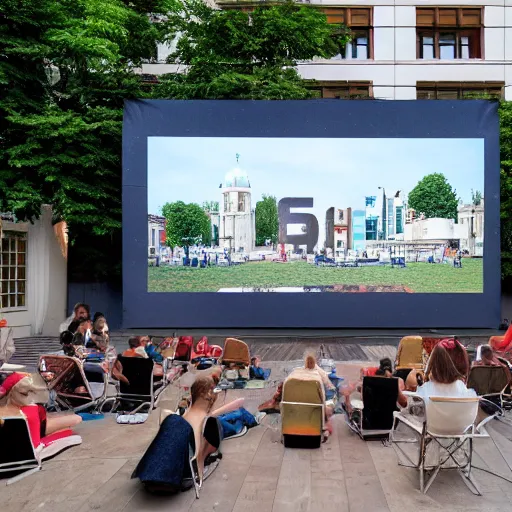 Image similar to the mq's film festival frameout shows films from predominantly domestic production on a summer outdoor cinema screen in the courtyard of the museumsquartier vienna