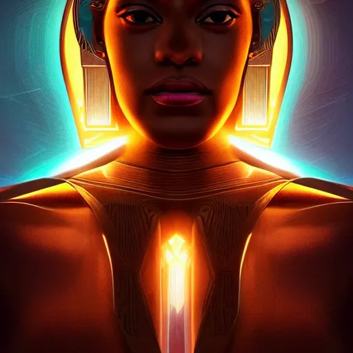 Image similar to symmetry!! solid cube of light, hard edges, product render retro - futuristic poster scifi, lasers and circuits, brown skin prince, egyptian pharaoh, intricate, elegant, highly detailed, digital painting, artstation, concept art, smooth, sharp focus, illustration, dreamlike, art by artgerm