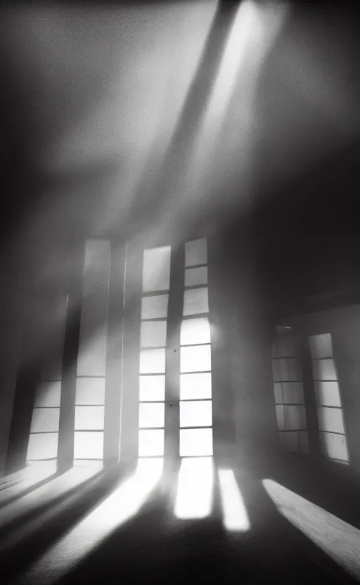 Prompt: a beautiful photograph of a dark room and sunlight, dramatic composition