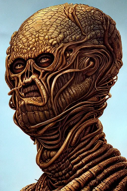 Prompt: majestic god worm hybrid portrait, doom, sf, intricate artwork masterpiece, ominous, matte painting movie poster, golden ratio, trending on cgsociety, intricate, epic, trending on artstation, by artgerm, h. r. giger and beksinski, highly detailed, vibrant, production cinematic character render, ultra high quality model