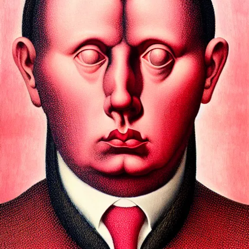 Image similar to surreal red and pink conceptual figurative post - morden monumental dynamic portrait by magritte and hogarth, inspired by william blake and gaugin, illusion surreal art, highly conceptual figurative art, intricate detailed illustration, controversial poster art, polish poster art, geometrical drawings, no blur