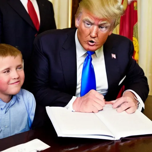 Prompt: photographic evidence of donald trump showing a child the nuclear codes, 1 0 8 0 p cnn footage