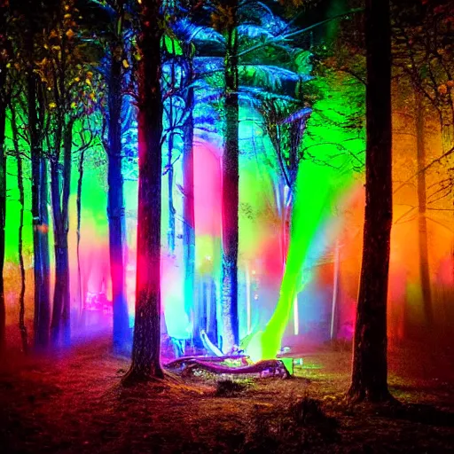 Prompt: joseph quinn neon lights looks so cool in the night forest handsome, photojournalism