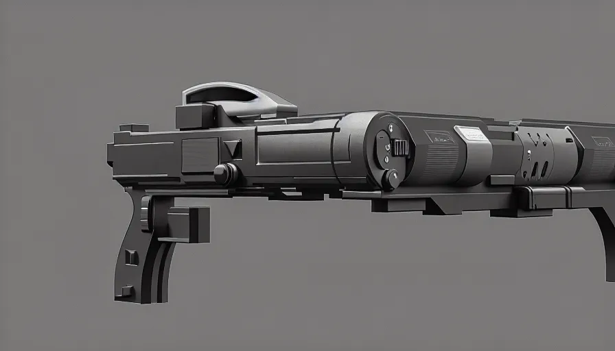 Image similar to Laser Blaster Concept Art, mono background, 8k photorealistic, HD, high details, trending on artstation