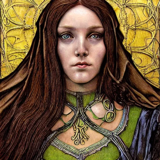 Image similar to detailed realistic beautiful young medieval queen face portrait by tony diterlizzi, art nouveau, symbolist, visionary, gothic, pre - raphaelite