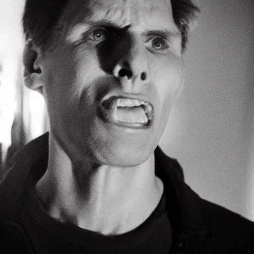 Image similar to Live Action Still of Jerma in Psycho (film), real life, hyperrealistic, ultra realistic, realistic, highly detailed, epic, HD quality, 8k resolution, body and headshot, film still