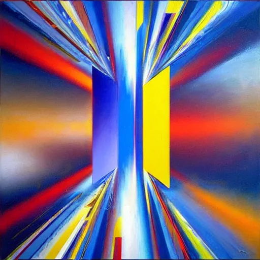 Image similar to abstract art representing momentum, oil painting by john berkey and gabriel dawe, masterwork