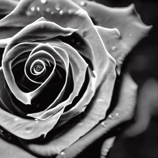 Image similar to award - winning macro of a beautiful black rose made of glowing molten magma