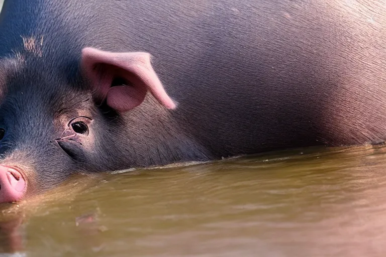 Image similar to a pig seal!!! hybrid! hyper realistic!! realistic lighting!! wildlife photographer of the year!!! bold natural colors, national geographic, hd, wide angle, 8 k