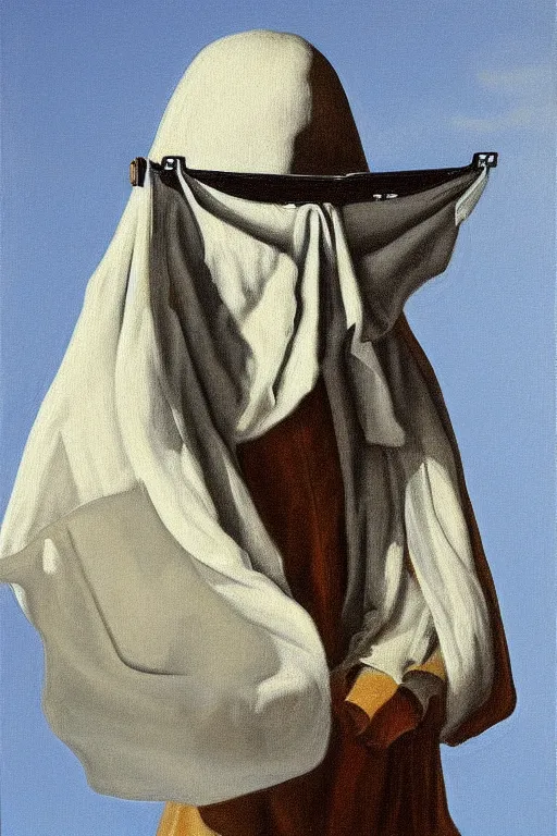 Prompt: a cloth ghost wearing sunglass, painting by by ralph grady james, jean christian biville