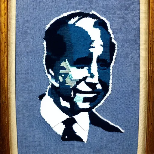 Image similar to An embroidered portrait of Joe Biden