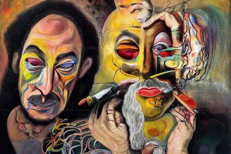 Image similar to portrait of a uncanny painter by Chor Boogie and Salvador Dali collaboration