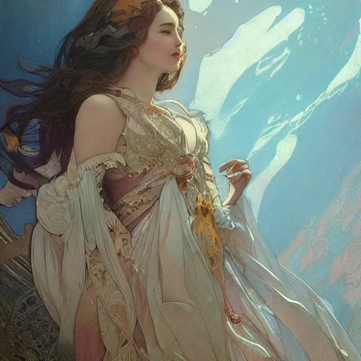 Prompt: a stairway to heaven that is collapsing, art by artgerm and greg rutkowski and alphonse mucha, elegant, intricate, highly detailed, digital painting, artstation, concept art, sharp focus, illustration, 8 k
