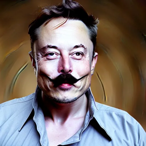 Prompt: Elon Musk with Salvador Dali's mustache, 4k realistic photo