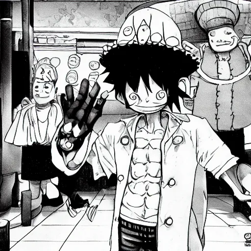 Prompt: luffy in McDonald's