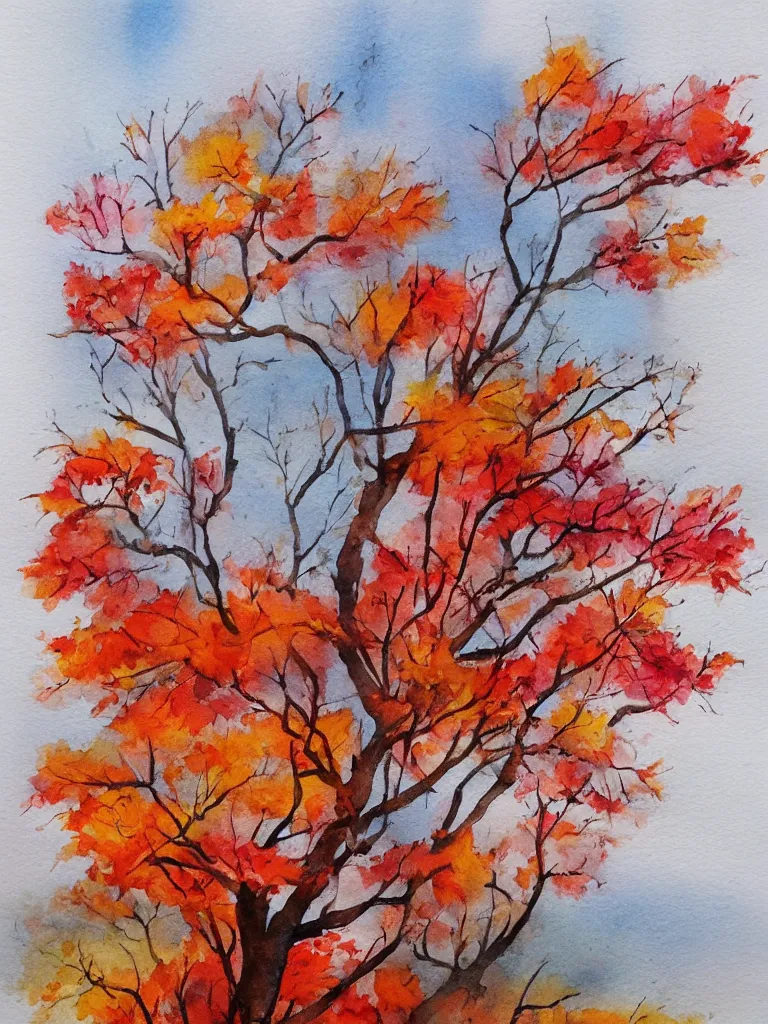 Image similar to autumn watercolor by arti chauhan trending on artstation
