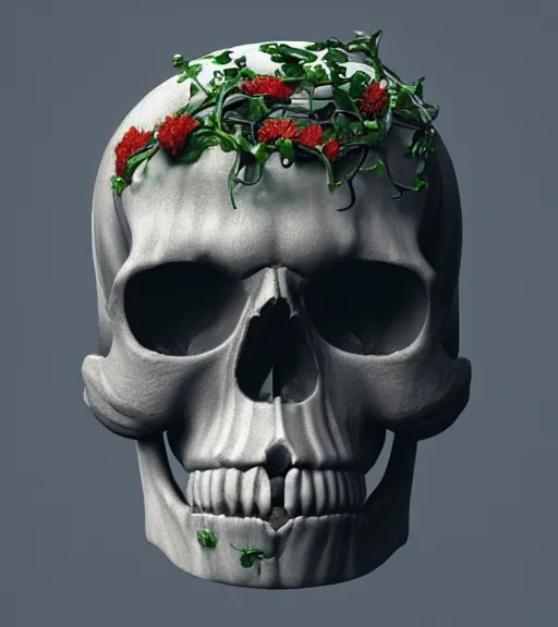 Image similar to skull with ivy, unreal engine 5, octane render, trending on artstation by vitaly bulgarov