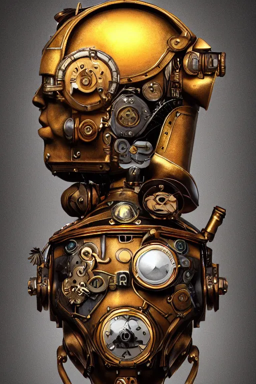 Image similar to steampunk helmet fantasy art mask robot ninja stylized digital illustration sharp focus, elegant intricate digital painting artstation concept art global illumination ray tracing advanced technology chaykin howard and campionpascale and cooke darwyn and davis jack