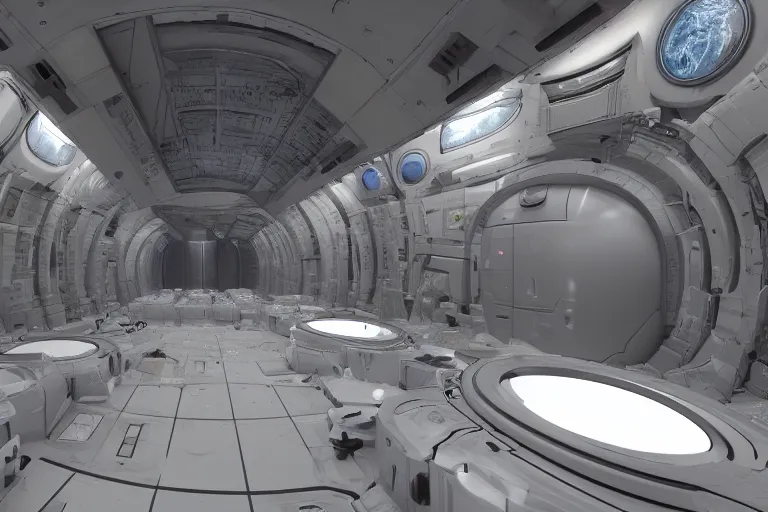 Prompt: interior of a space shp, cryogenic pods, giger stye, volumetric lighting, atmospheric