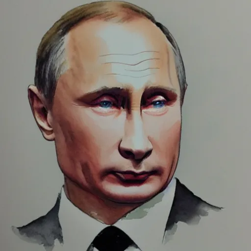 Image similar to vladimir putin, simple watercolour