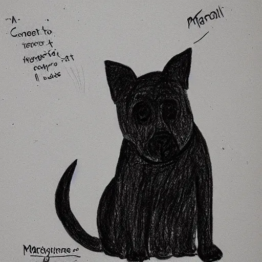 Prompt: a drawing of a dog by marjane satrapi