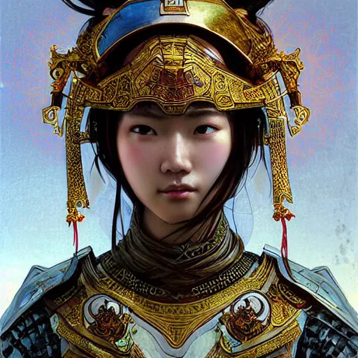 Prompt: beautiful and divine and holy and elite and colorlpunk young three kingdom chinese female armor knight portrait +shinnyy eyes+front face with light flowing hair, ultradetail face, art and illustration by tian zi and craig mullins and WLOP and alphonse mucha, fantasy, intricate complexity, human structure, human anatomy, fantasy character concept, watermark, blurry, hyperrealism 8k