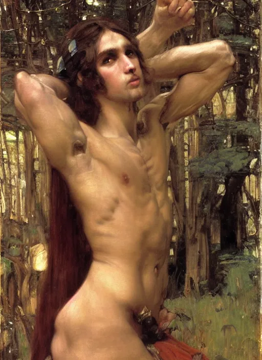 Image similar to Wikus, of the high glade. Centaur. Orientalist portrait by john william waterhouse and Edwin Longsden Long and Theodore Ralli and Nasreddine Dinet, oil on canvas. Cinematic, hyper realism, realistic proportions, dramatic lighting, high detail 4k