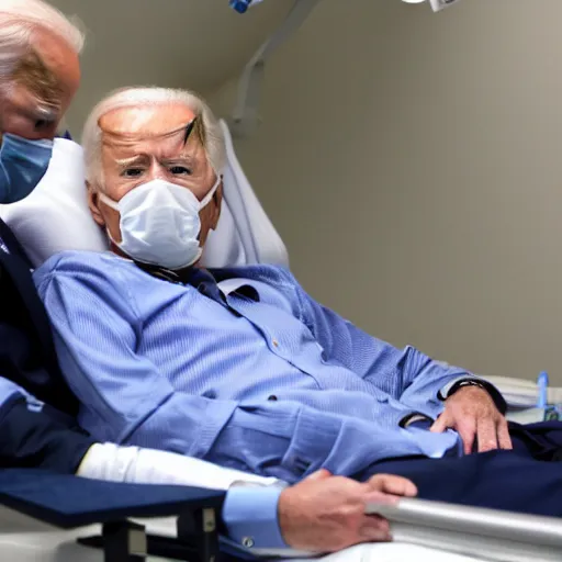 Prompt: Joe Biden sitting in a hospital bed