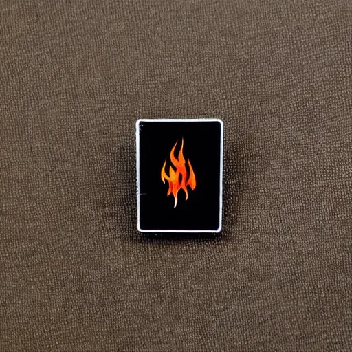 Image similar to minimalistic clean enamel pin of fire warning label, retro design