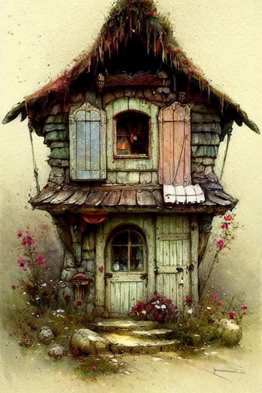 Image similar to (((((1950s fairy tale gypsy cottage . muted colors.))))) by Jean-Baptiste Monge !!!!!!!!!!!!!!!!!!!!!!!!!!!