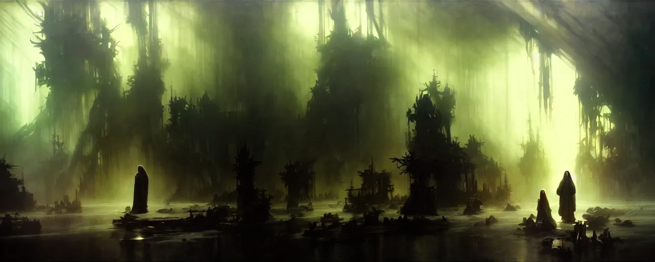 Prompt: the second coming of jesus christ, intricate concept art, ethereal, ominous, dramatic lighting, Ruan Jia and Jeremy Mann and Alphonse Mucha