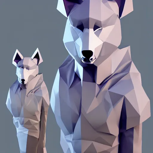Image similar to Playstation 1 PS1 low poly graphics portrait of furry anthro anthropomorphic wolf head animal person fursona wearing clothes in a futuristic foggy low-poly city alleway