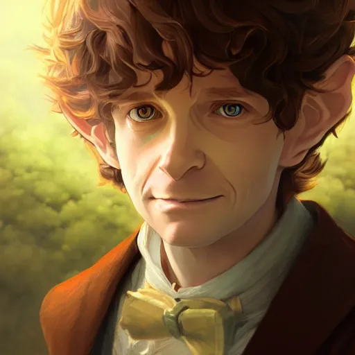 Prompt: portrait of bilbo baggins, highly detailed, digital painting, concept art, sharp focus, by makoto shinkai