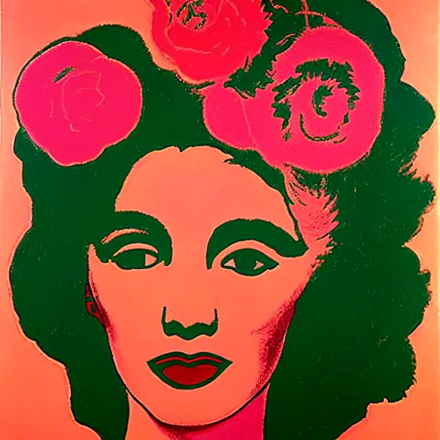 Image similar to a beautiful painting medusa's head is in the rose, by by andy warhol and henri matisse painting