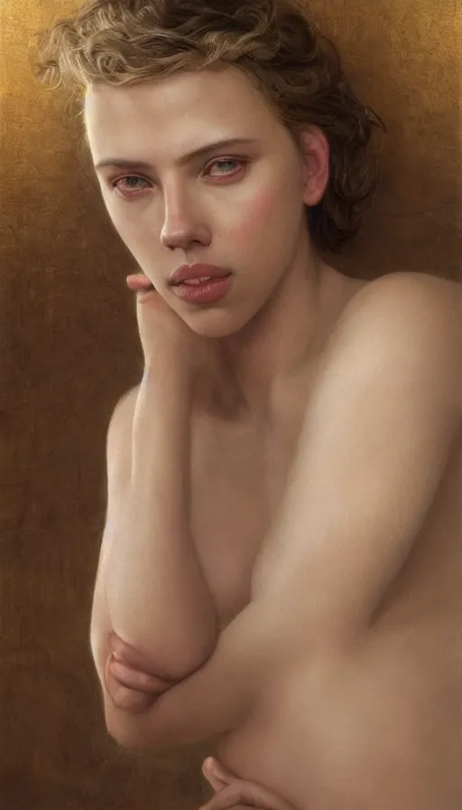 Prompt: epic masterpiece portrait of scarlett johansson, sweaty skin, hyperrealistic, octane render, cinematic, beautiful face and flawless skin, perfect hands, 5 fingers, bronze by Edgar Maxence and Ross Tran and Michael Whelan