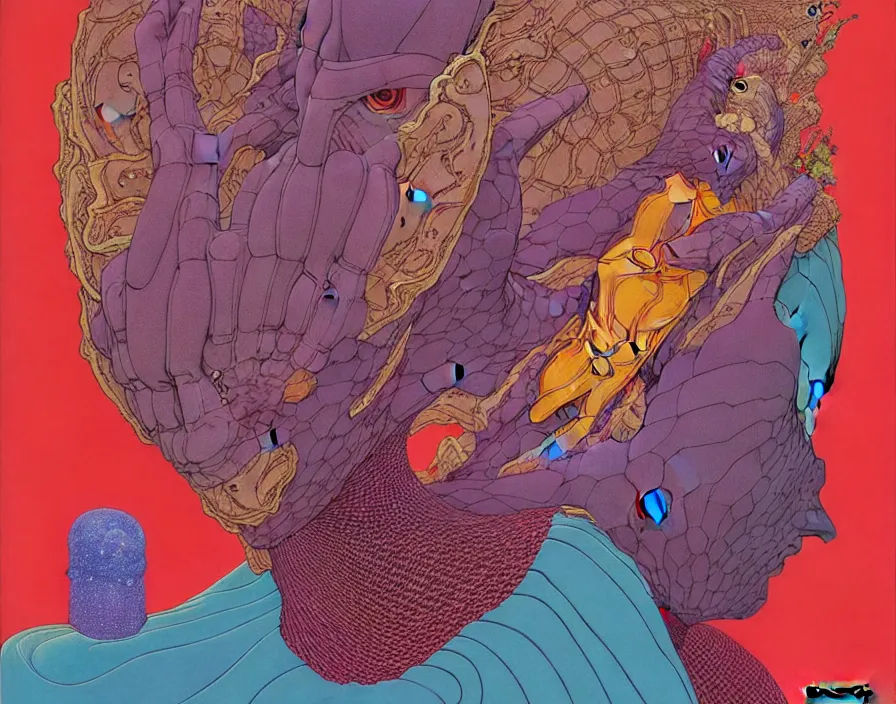 Image similar to ( ( ( ( the fear ) ) ) ) by mœbius!!!!!!!!!!!!!!!!!!!!!!!!!!!, overdetailed art, colorful, artistic record jacket design