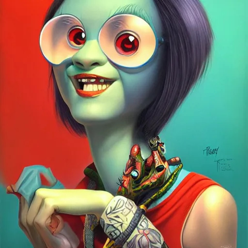 Prompt: monster inc portrait, Pixar style, by Tristan Eaton Stanley Artgerm and Tom Bagshaw.