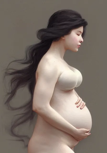 Prompt: pregnant simu liu, handsome, intricate, elegant, highly detailed, digital painting, artstation, concept art, smooth, sharp focus, illustration, art by artgerm and greg rutkowski and alphonse mucha and william - adolphe bouguereau