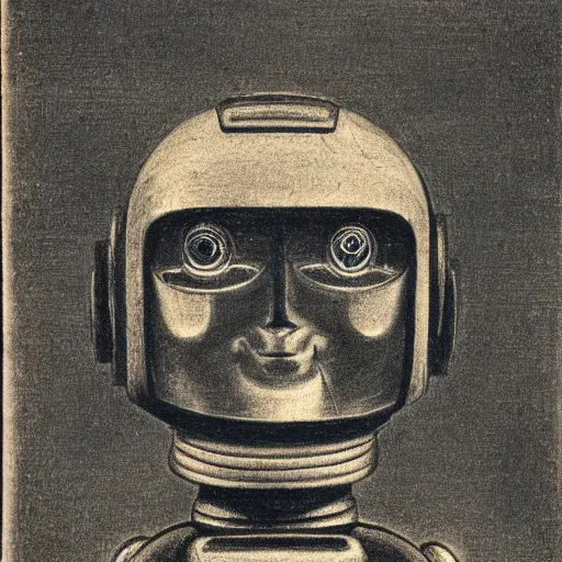 Image similar to head of a robot ( c. 1 8 8 0 - c. 1 8 9 2 ) drawing in high resolution by otto eerelman, with a back ground that starts off grey and gets darker the further down it goes