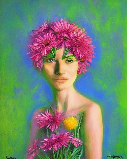 Prompt: Flower woman portrait, Doug Johnson